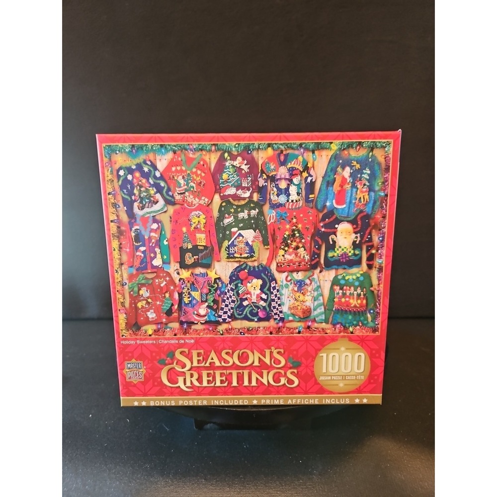 1000‎ pc Puzzle MasterPieces Seasons Greetings Holiday Sweaters Sealed -BX1